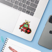 Cute Watermelon Shogun Samurai Warrior Illustratio Aufkleber (Laptop mit iPhone)