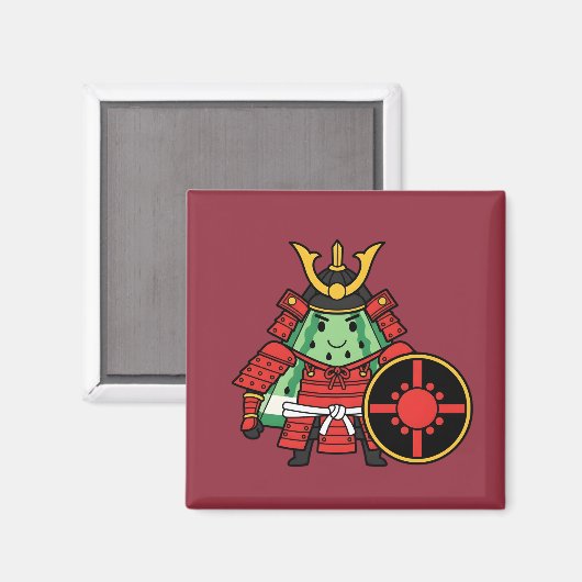 Cute Watermelon Shogun Samurai Warrior Illustratio Magnet (Vorderseite/Rückseite)