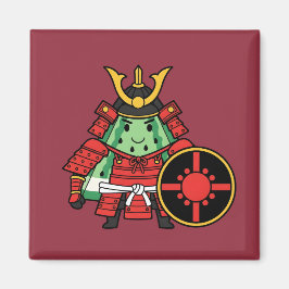 Cute Watermelon Shogun Samurai Warrior Illustratio Magnet