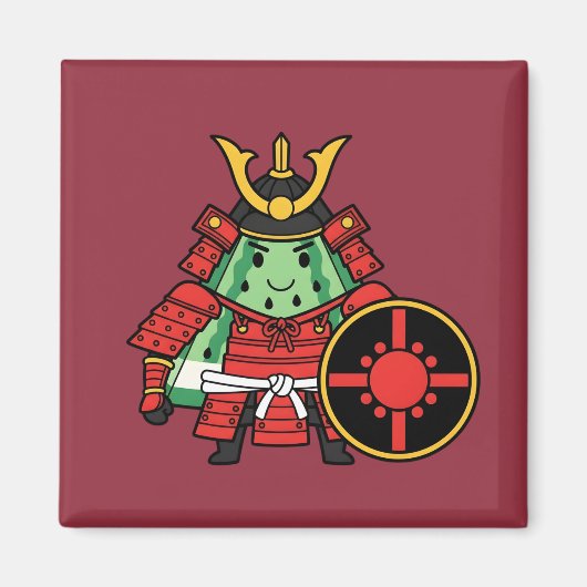Cute Watermelon Shogun Samurai Warrior Illustratio Magnet (Vorne)