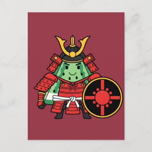 Cute Watermelon Shogun Samurai Warrior Illustratio Postkarte (Vorderseite)