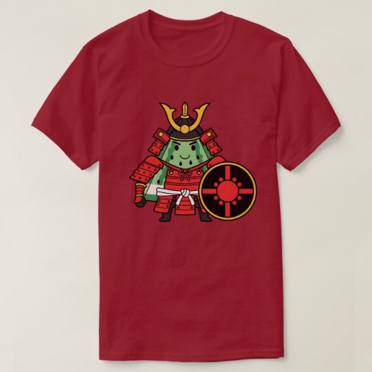 Cute Watermelon Shogun Samurai Warrior Illustratio T-Shirt (Design vorne)