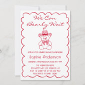 Cute We Can Bearly Wait Teddy Bear Baby Shower Einladung (Vorderseite)