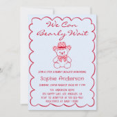 Cute We Can Bearly Wait Teddy Bear Baby Shower Einladung (Vorderseite)