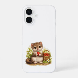 Cute Weasel Strawberry iPhone Case – Kawaii 16 Hülle