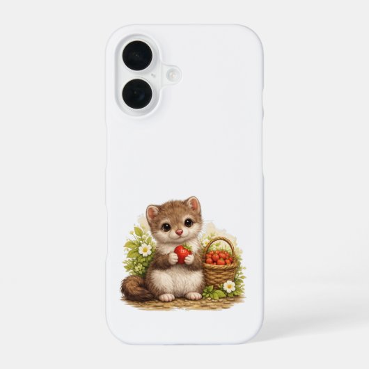 Cute Weasel Strawberry iPhone Case – Kawaii 16 Hülle (Rückseite)
