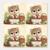 Cute Weasel Strawberry Pattern Wallpaper Tapete (Vorderseite)