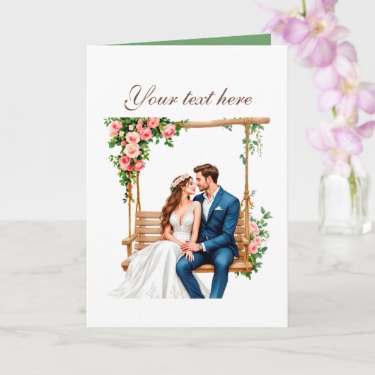 Cute Wedding couple customizable Karte (Orchidee)