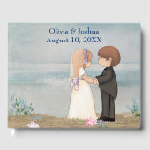 Cute Wedding Couple on Beach Gästebuch (Vorderseite)