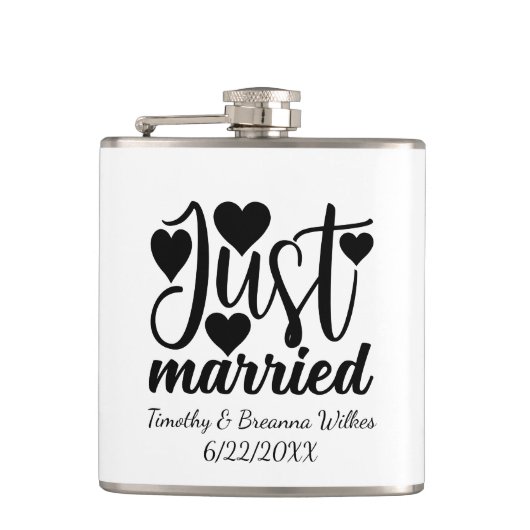 Cute Wedding inspiration add names date  Flachmann (Vorderseite)