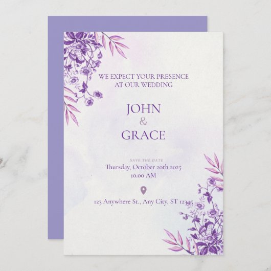 CUTE wedding invitation card Einladung (Vorne/Hinten)