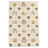 Cute Wedding Rings and Champagne Gift Bag Mittlere Geschenktüte (Vorderseite)