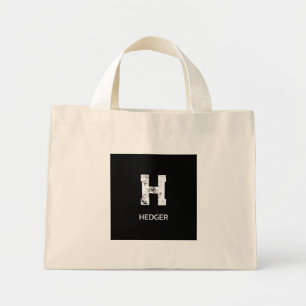 CUTE WEIßE EIN-BUCHSTABEN-MONOGRAMM-NAME SCHWARZ N MINI STOFFBEUTEL