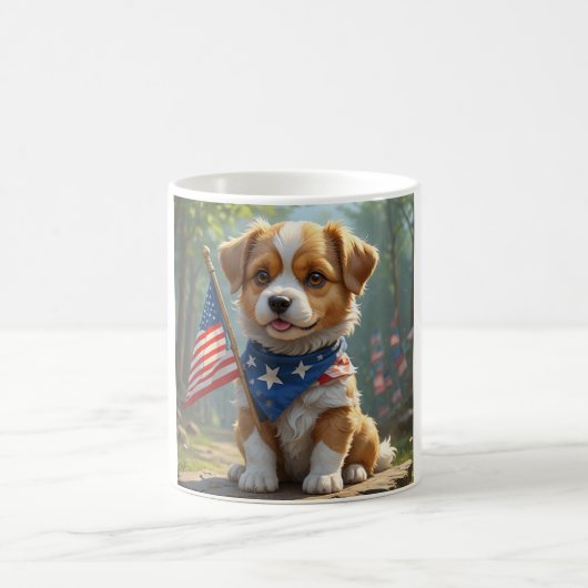 Cute Welpe 4. Juli Cup Kaffeetasse (Mittel)