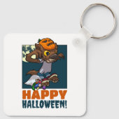 Cute Werewolf Happy Halloween! Trick Or Treat Art Schlüsselanhänger (Rückseite)