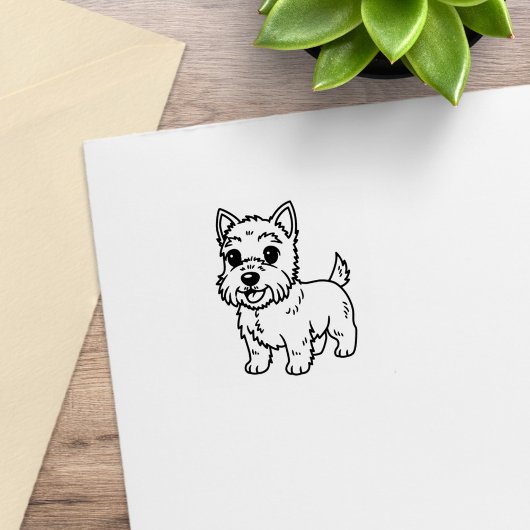 Cute West Highland Terrier Dog 1x1 Gummistempel