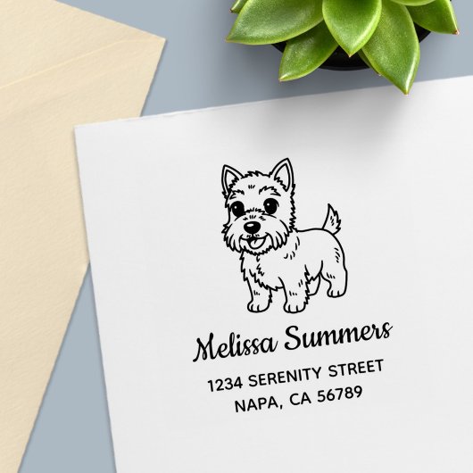 Cute West Highland Terrier Dog Address Permastempel
