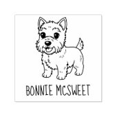 Cute West Highland Terrier Dog Custom Name Permastempel (Design)