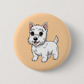 Cute West Highland White Terrier Dog Beige Button (Vorderseite)