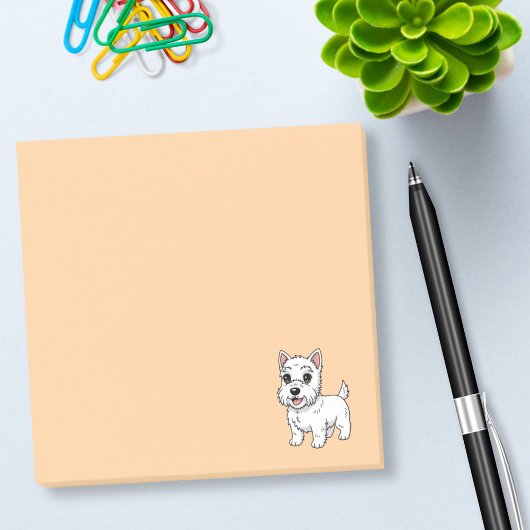 Cute West Highland White Terrier Dog Beige Post-it Klebezettel