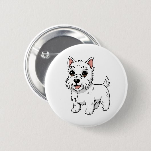 Cute West Highland White Terrier Dog Button (Vorne & Hinten)