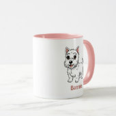 Cute West Highland White Terrier Dog Custom Name Tasse (VorderseiteRechts)
