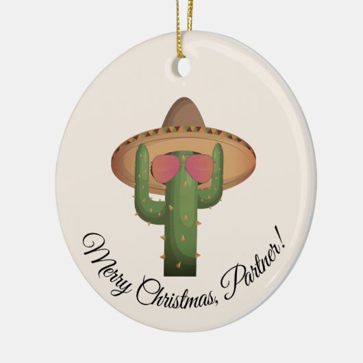 Cute Western Christmas Cactus Custom Keramik Ornament (Links)