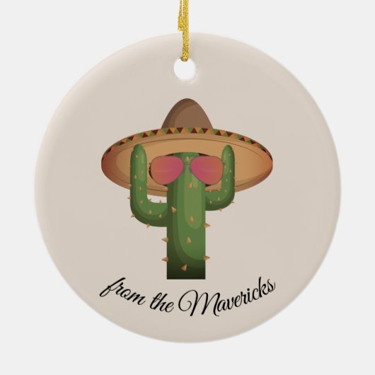Cute Western Christmas Cactus Custom Keramik Ornament (Hinten)