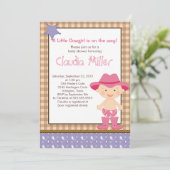 Cute Western Cowgirl Baby Shower Einladung (Stehend Vorderseite)