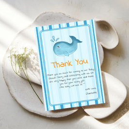 Cute Whale Baby Shower Dankeskarte