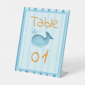 Cute Whale Baby Shower Table Numbers Sockelschild (Vorderseite)