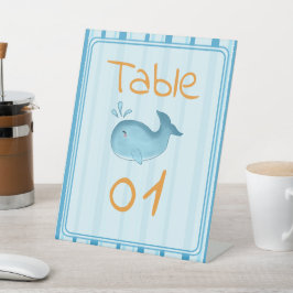 Cute Whale Baby Shower Table Numbers Sockelschild