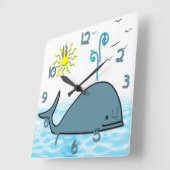 Cute Whale Kid's Square Wall Clock Quadratische Wanduhr (Winkel)