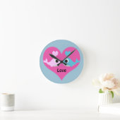 Cute Whale Love Runde Wanduhr (Zuhause)