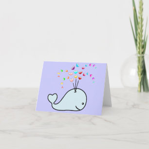 Cute Whale With Hearts Spray Blank Feiertagskarte
