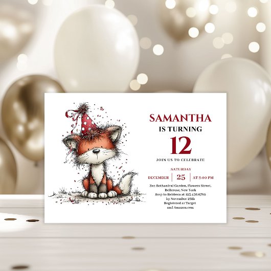 Cute whimsical animals design kids birthday invite einladung