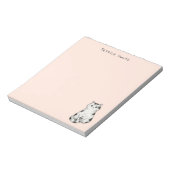 Cute whimsical Black and white Cat  Pink Notepad Notizblock (Rotiert)