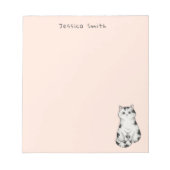 Cute whimsical Black and white Cat  Pink Notepad Notizblock (Vorderseite)