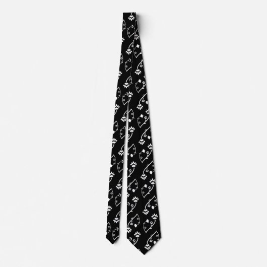 Cute Whimsical Black White Folk Floral Pattern Krawatte (Rückseite)