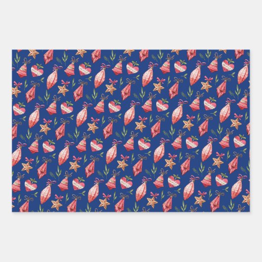 Cute whimsical blue Christmas set of 3  Geschenkpapier Set (Vorderseite 2)