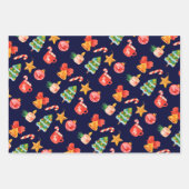 Cute whimsical blue Christmas set of 3  Geschenkpapier Set (Vorderseite)