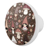 Cute Whimsical Brown Fairy Gnome Elves Keramikknauf (Rechts)