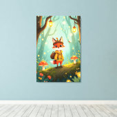 Cute Whimsical Cartoon Fox Leinwanddruck (Insitu (Holzboden))
