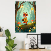 Cute Whimsical Cartoon Fox Poster (Heimbüro)
