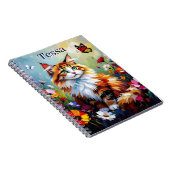 Cute Whimsical Cat, Flowers and Butterflies Notizblock (Rechte Seite)