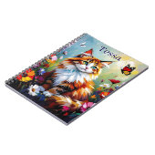 Cute Whimsical  Cat, Flowers and Butterflies Notizblock (Linke Seite)