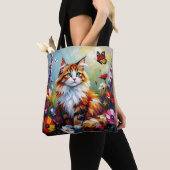 Cute Whimsical  Cat, Flowers and Butterflies Tasche (Von Nahem)