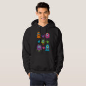 Cute Whimsical Colorful Little Monsters With Heart Hoodie (Vorne ganz)