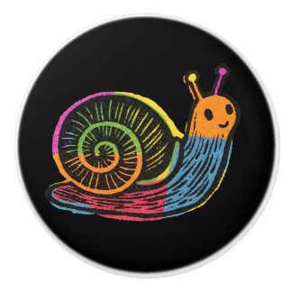 Cute Whimsical Colorful Snail Keramikknauf