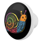 Cute Whimsical Colorful Snail Keramikknauf (Rechts)